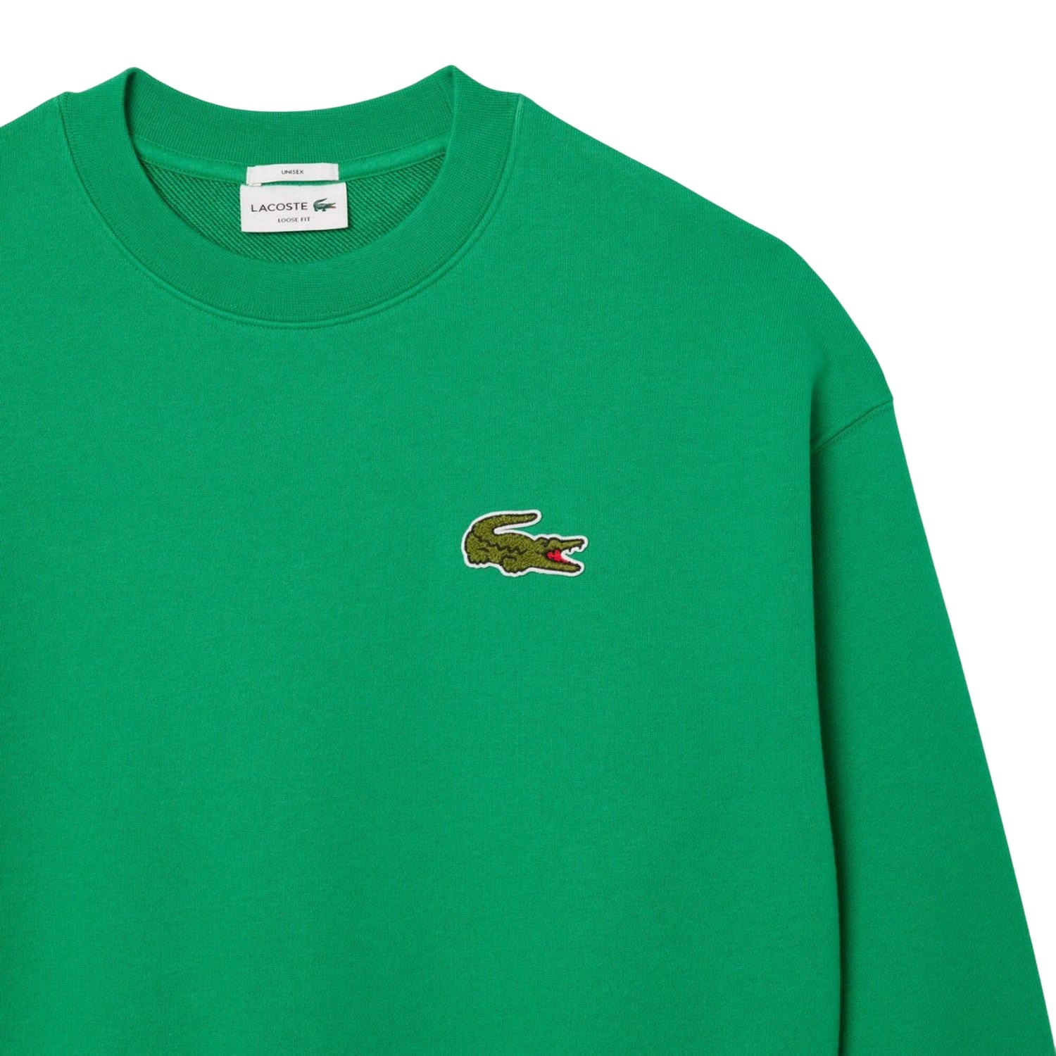 Green - Side - Lacoste Unisex Adult Accent Badge Fleece Loose Fit Sweatshirt