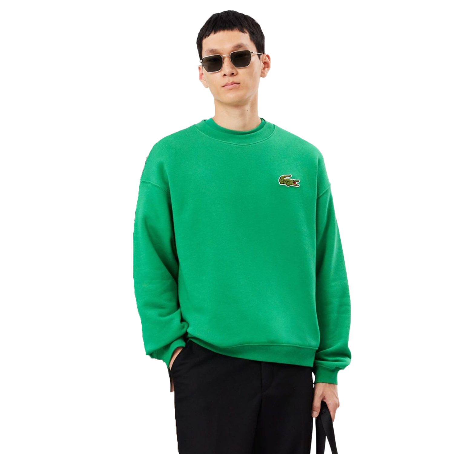 Green - Lifestyle - Lacoste Unisex Adult Accent Badge Fleece Loose Fit Sweatshirt