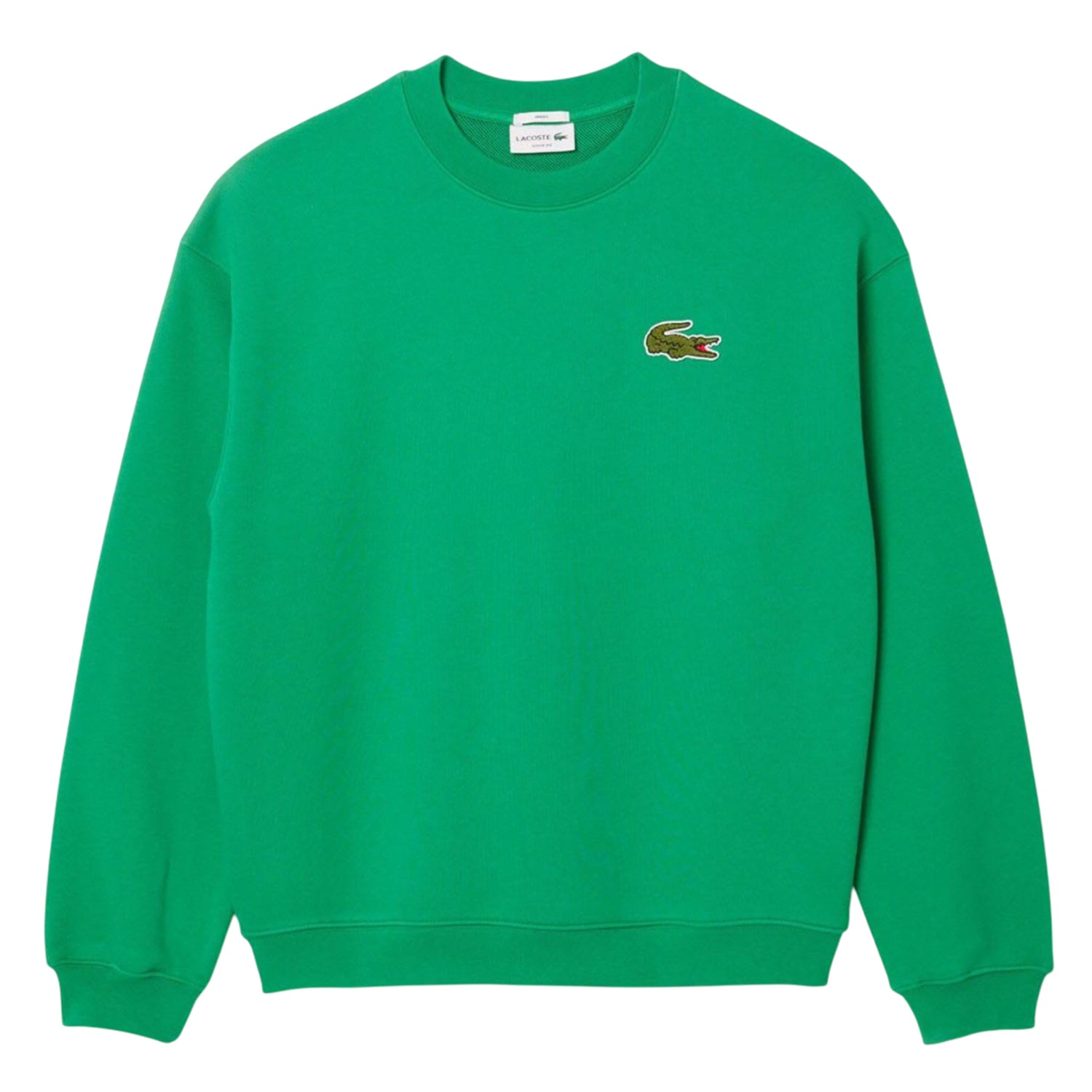 Green - Front - Lacoste Unisex Adult Accent Badge Fleece Loose Fit Sweatshirt