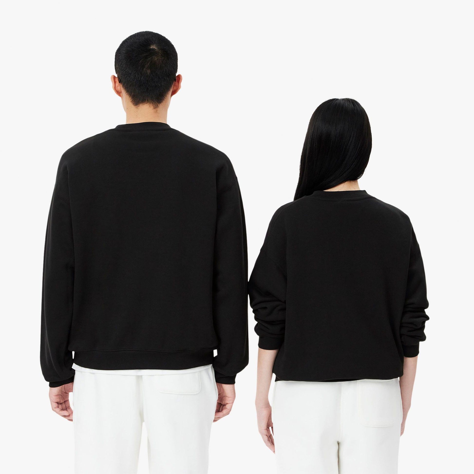 Black - Side - Lacoste Unisex Adult Accent Badge Fleece Loose Fit Sweatshirt