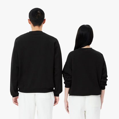 Black - Side - Lacoste Unisex Adult Accent Badge Fleece Loose Fit Sweatshirt