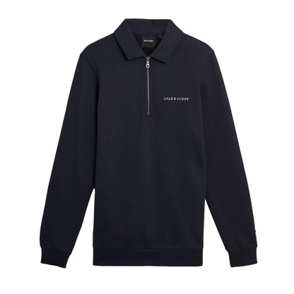 Navy - Front - Lyle & Scott Mens Collared Quarter Zip Sweatshirt