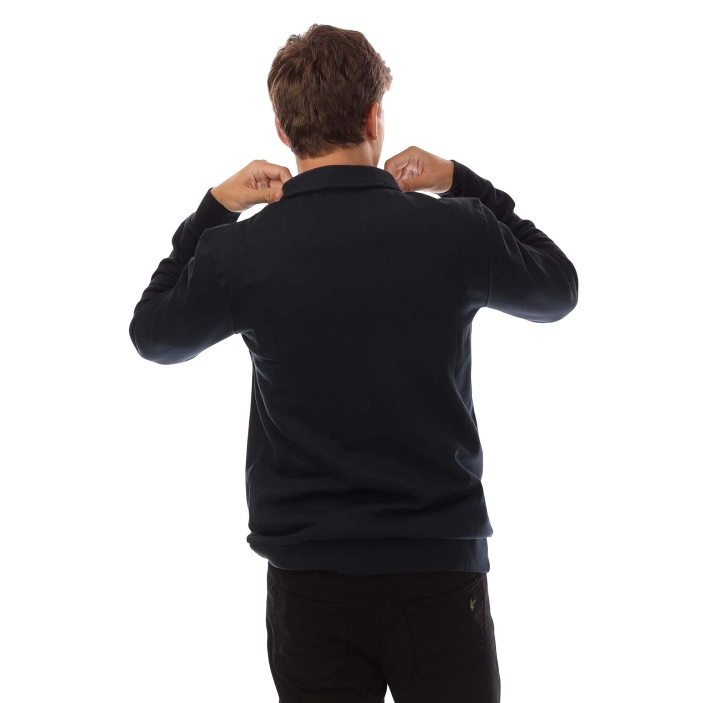 Navy - Back - Lyle & Scott Mens Collared Quarter Zip Sweatshirt