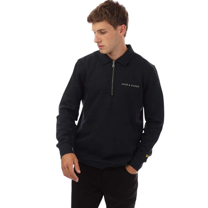 Navy - Lifestyle - Lyle & Scott Mens Collared Quarter Zip Sweatshirt
