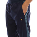 Navy - Side - Lyle & Scott Mens Fleece Colour Block Stitched Fly Detail Jogging Bottoms