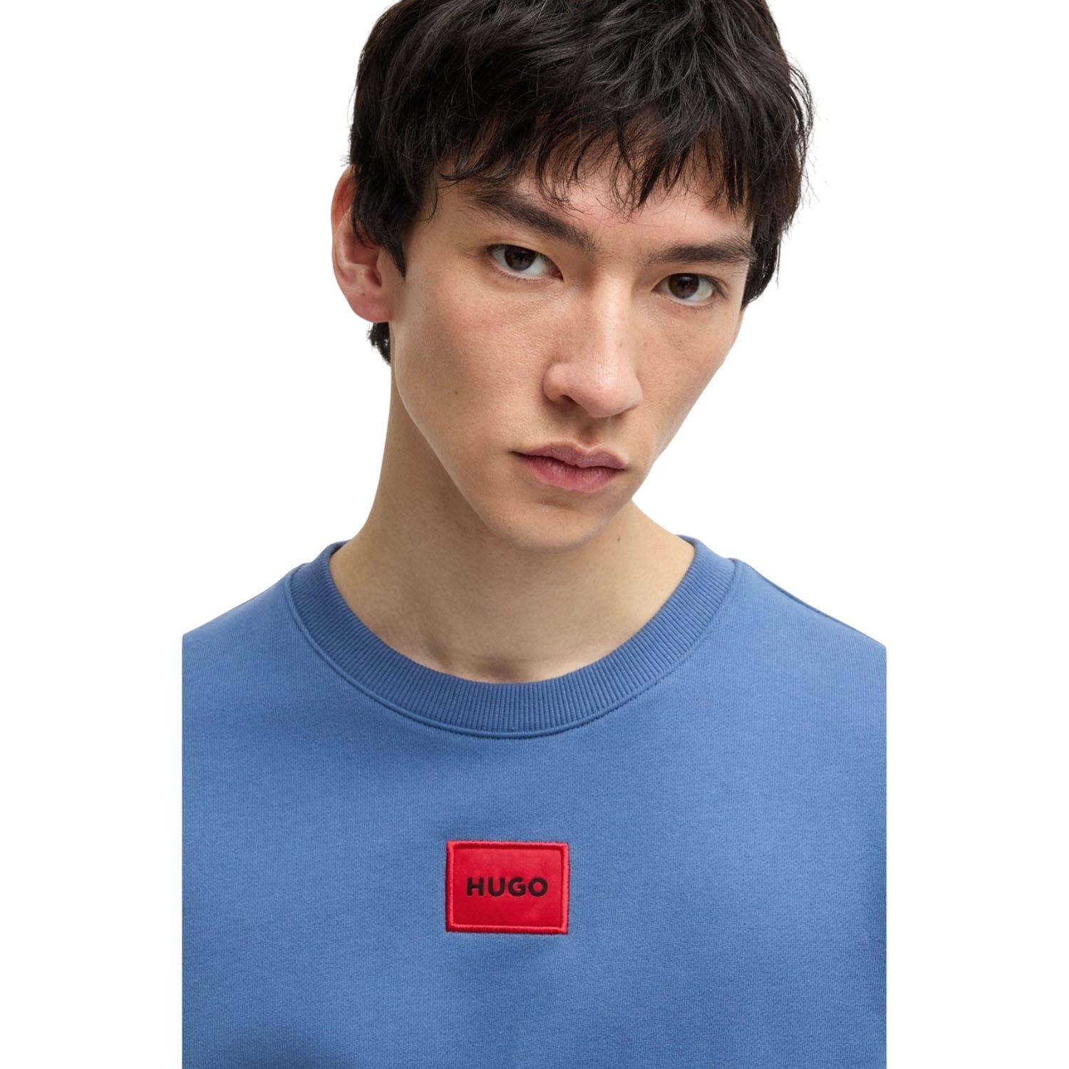 Blue - Side - Hugo Mens Diragol Crew Neck Sweatshirt