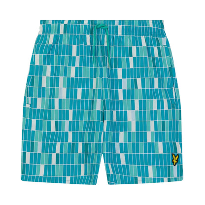 Blue - Front - Lyle & Scott Mens Pool Print Swim Shorts