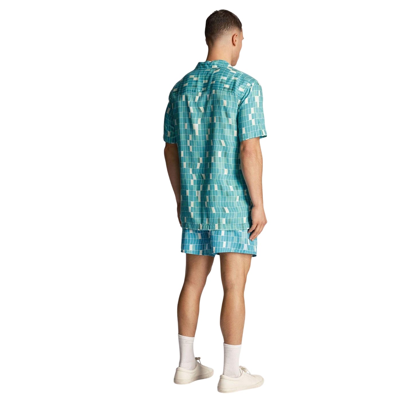Blue - Back - Lyle & Scott Mens Pool Print Swim Shorts