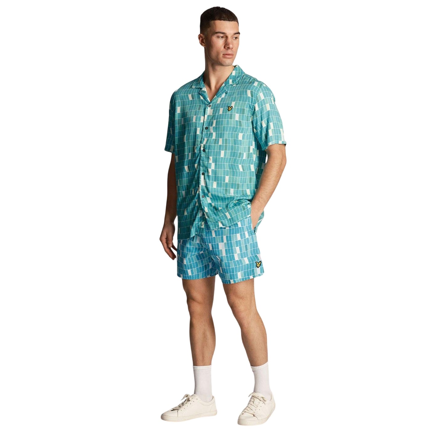 Blue - Lifestyle - Lyle & Scott Mens Pool Print Swim Shorts