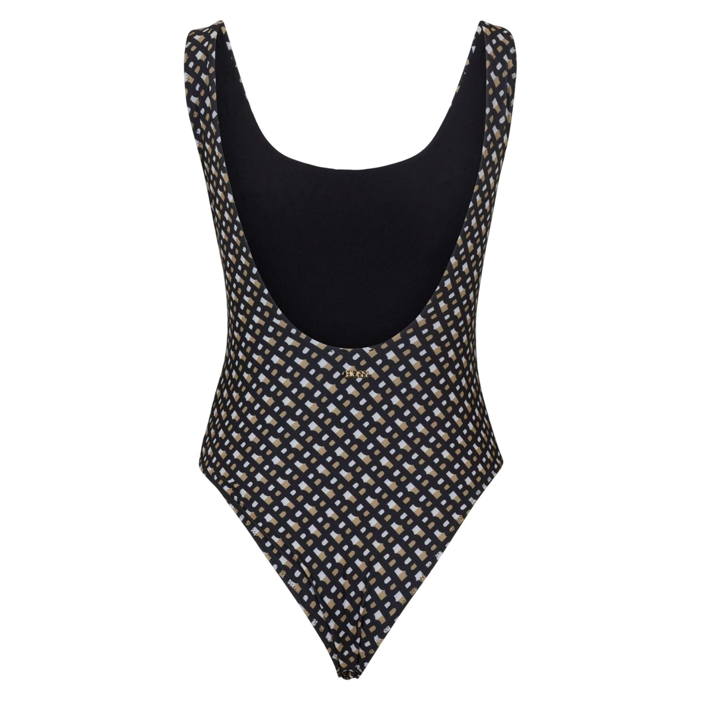 Black - Back - Boss Womens-Ladies Mimi Monogram One Piece Swimsuit