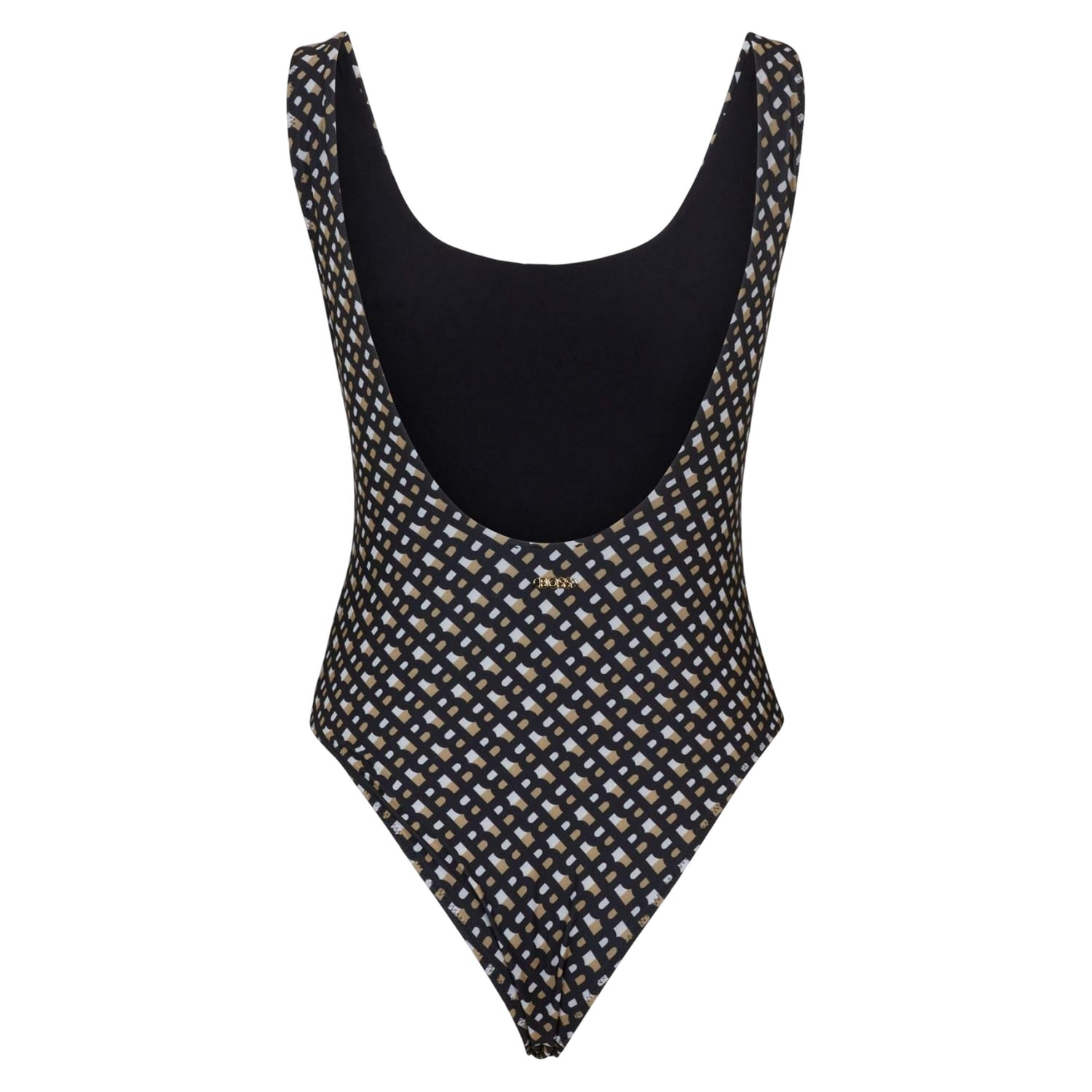 Black - Back - Boss Womens-Ladies Mimi Monogram One Piece Swimsuit