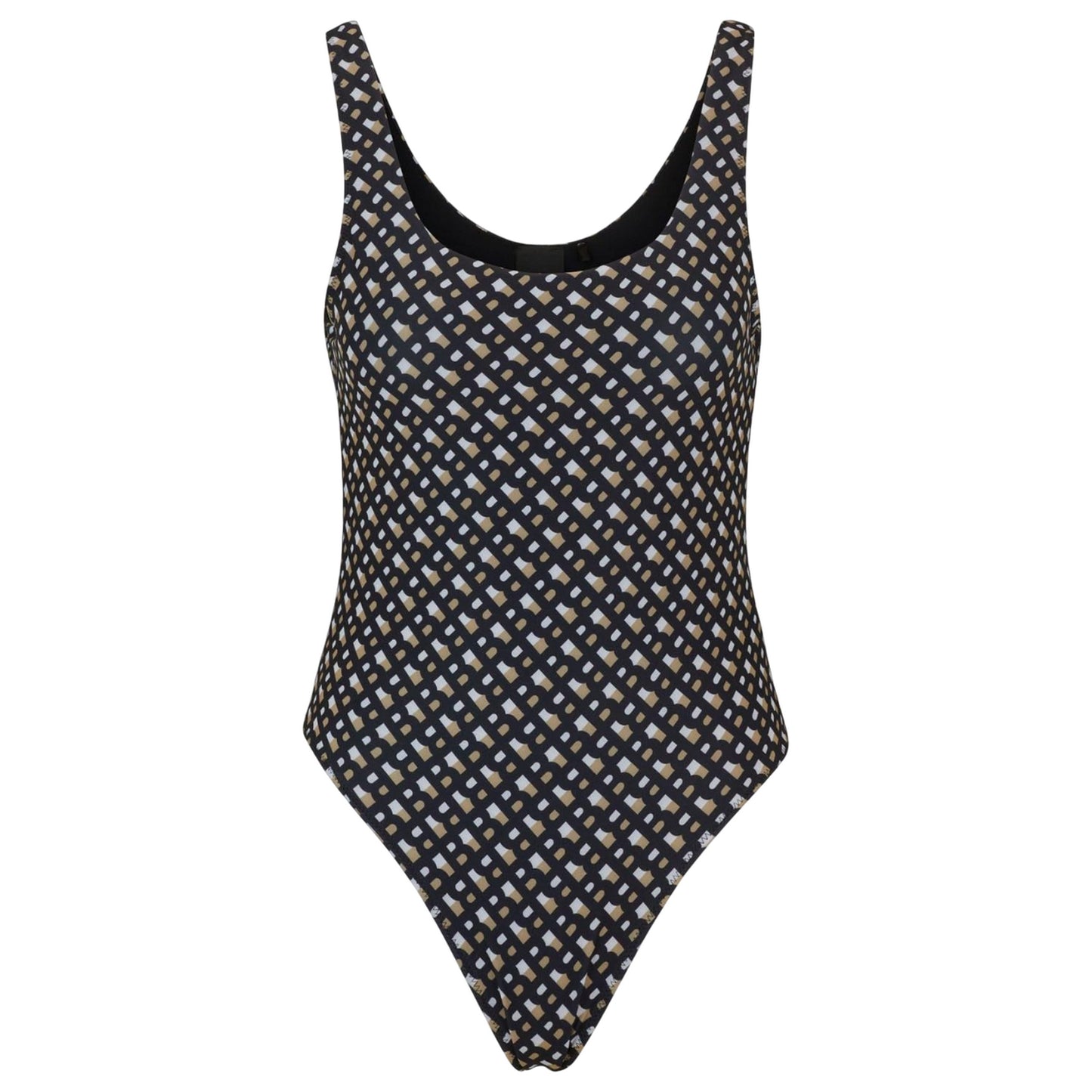 Black - Front - Boss Womens-Ladies Mimi Monogram One Piece Swimsuit