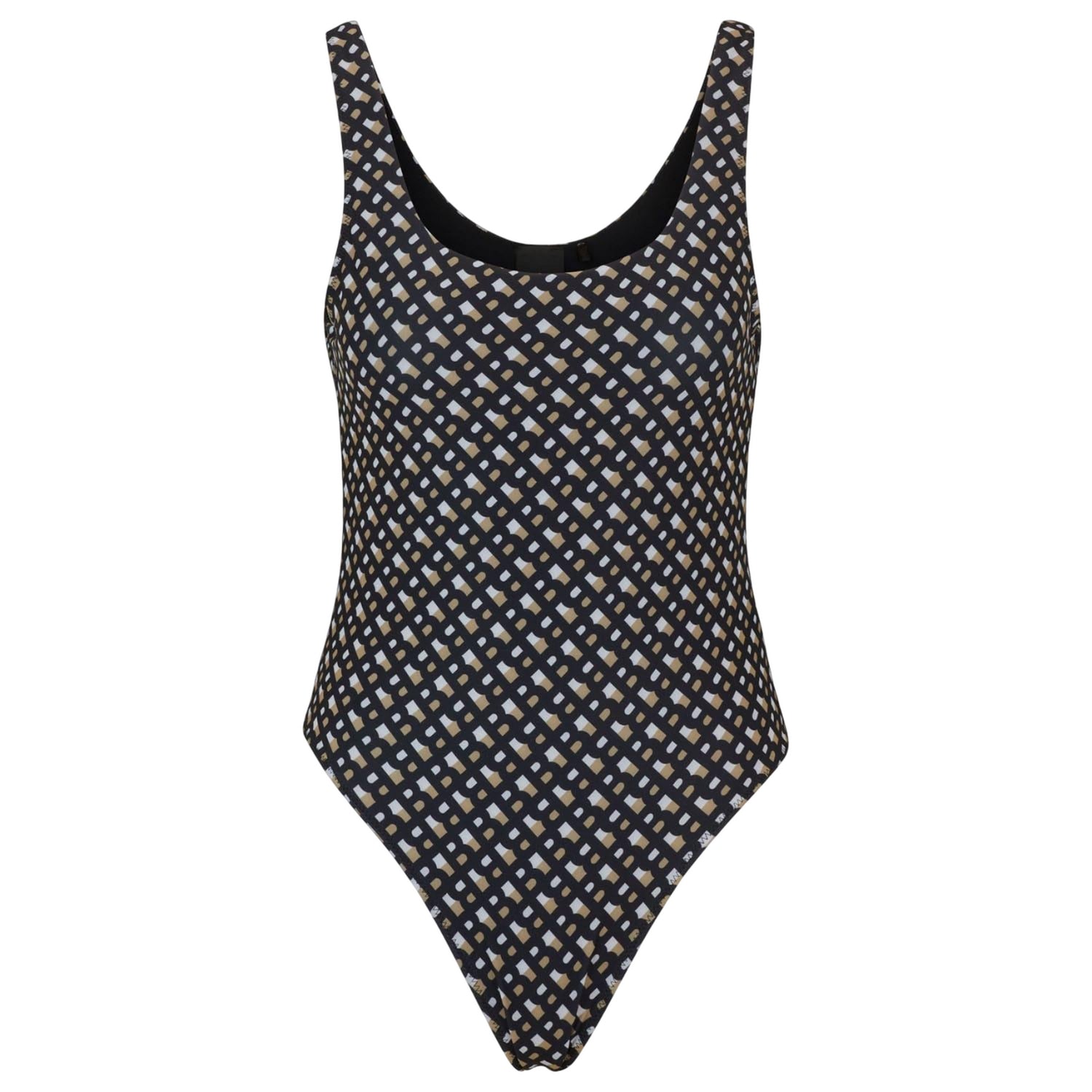 Black - Front - Boss Womens-Ladies Mimi Monogram One Piece Swimsuit