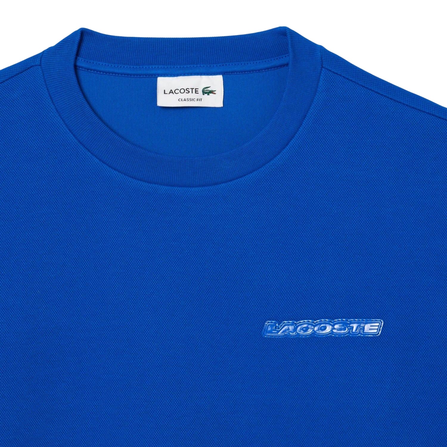 Blue - Side - Lacoste Mens Accent Pique Badge Sweatshirt