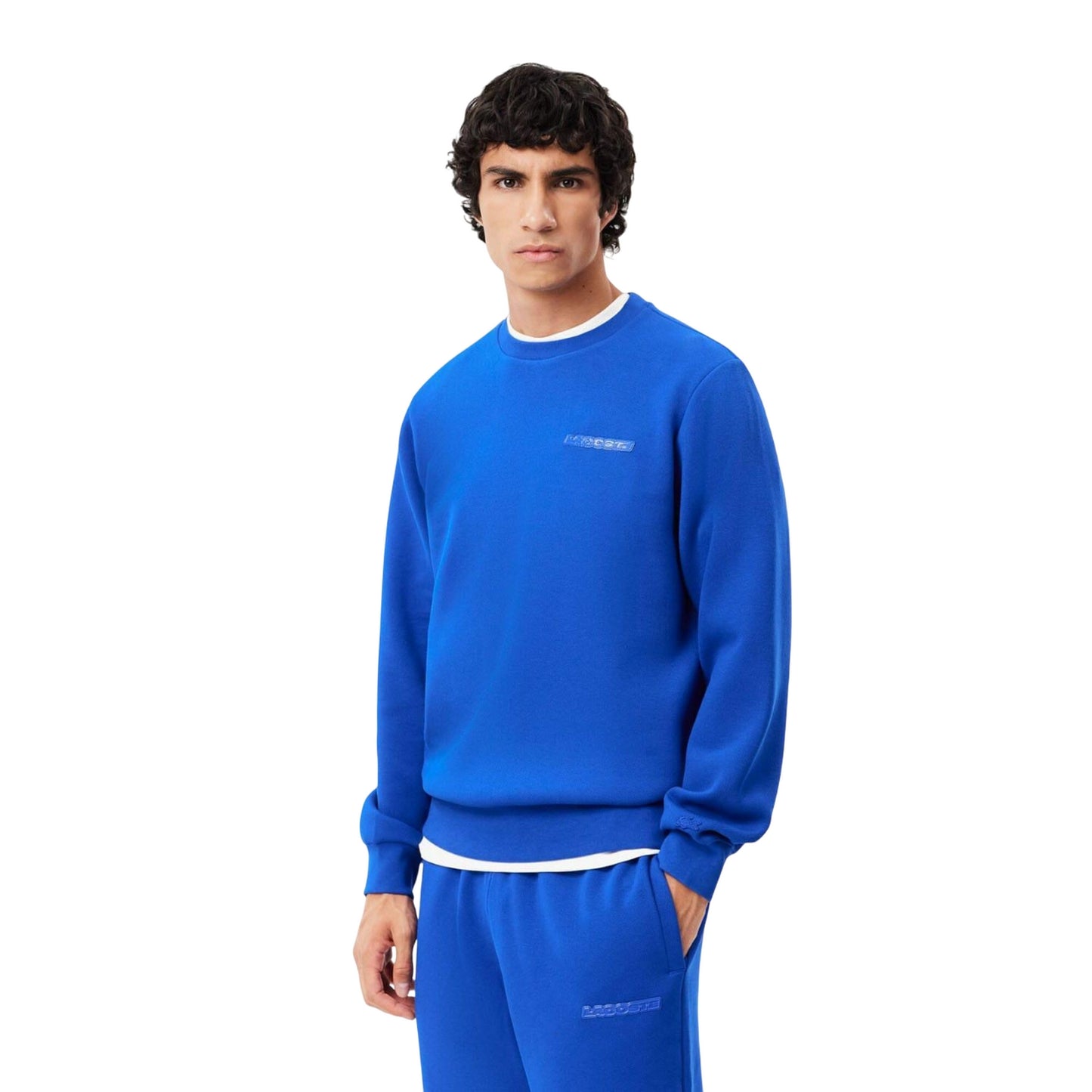 Blue - Pack Shot - Lacoste Mens Accent Pique Badge Sweatshirt