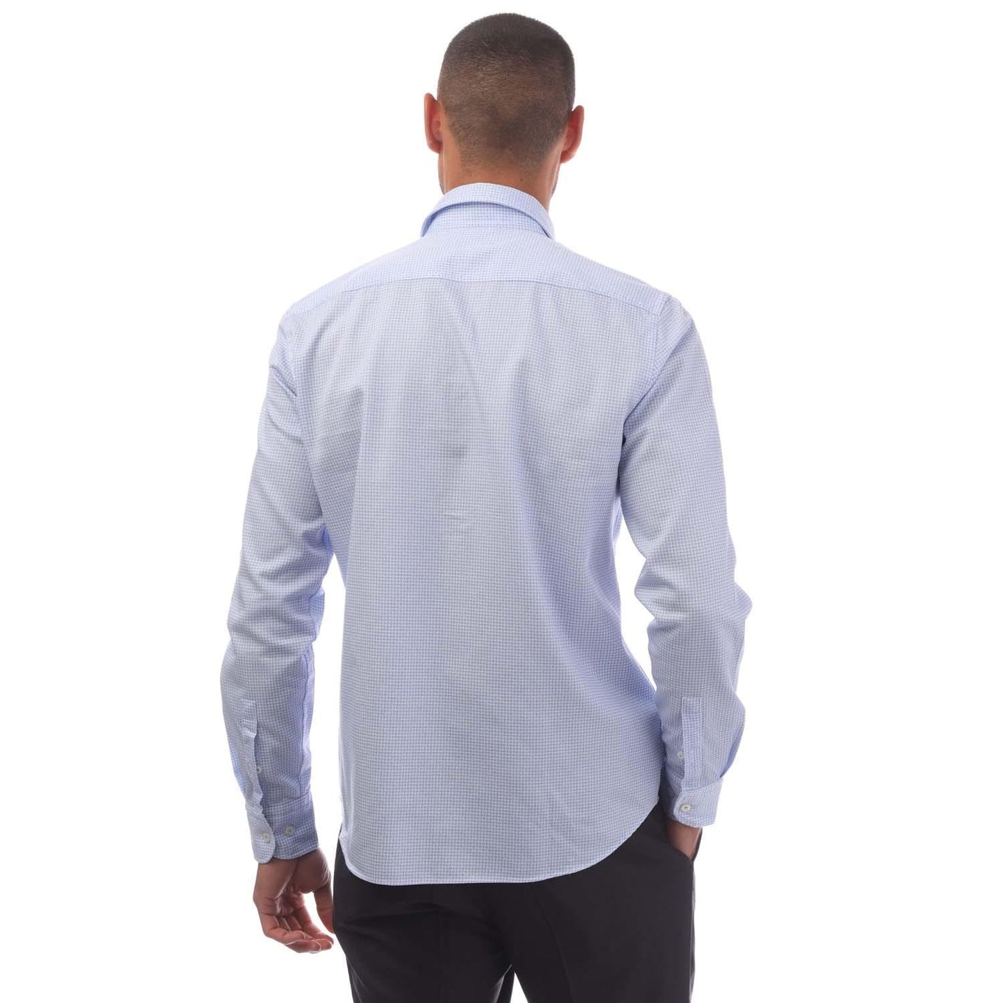 Blue - Back - Boss Mens C-Hal Micro Checked Shirt