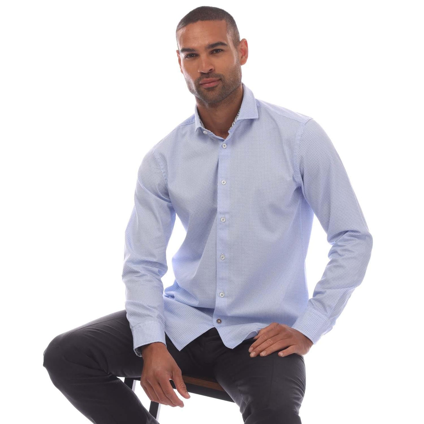 Blue - Lifestyle - Boss Mens C-Hal Micro Checked Shirt