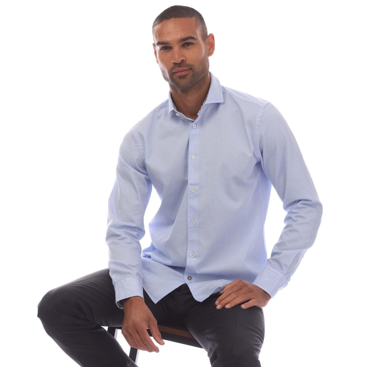 Blue - Lifestyle - Boss Mens C-Hal Micro Checked Shirt