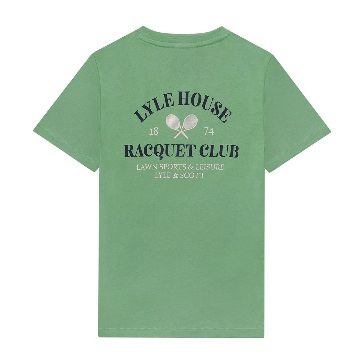 Green - Back - Lyle & Scott Childrens-Kids Racquet Club Graphic T-Shirt