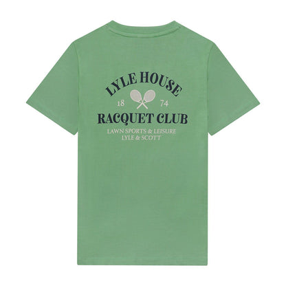 Green - Back - Lyle & Scott Childrens-Kids Racquet Club Graphic T-Shirt