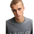 Grey - Side - Hugo Mens Dinkee Tonal Logo T-Shirt