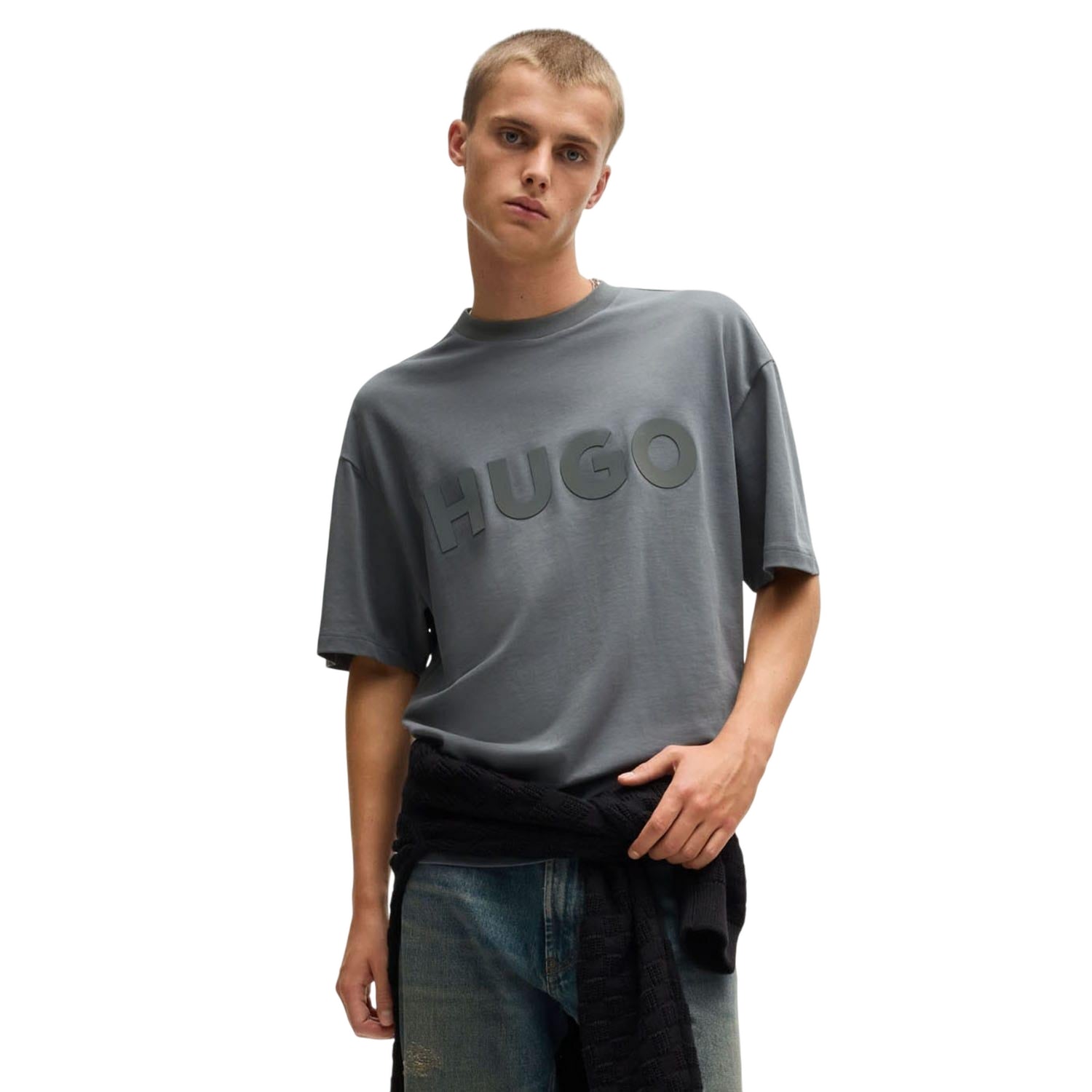 Grey - Lifestyle - Hugo Mens Dinkee Tonal Logo T-Shirt