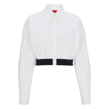 White - Front - Hugo Womens-Ladies Evesia Relaxed Fit Blouse