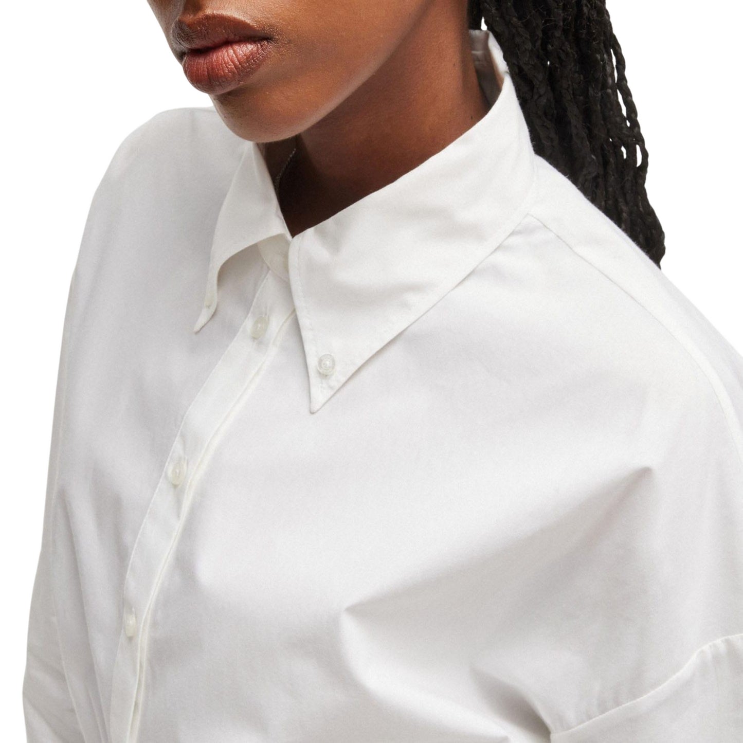 White - Side - Hugo Womens-Ladies Evesia Relaxed Fit Blouse