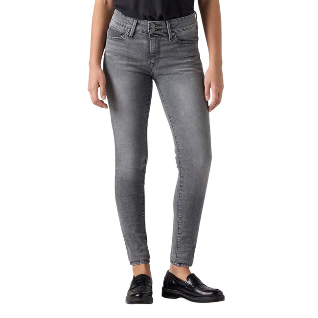 Light Grey - Side - Levis Womens-Ladies 711 Double Button Skinny Jeans