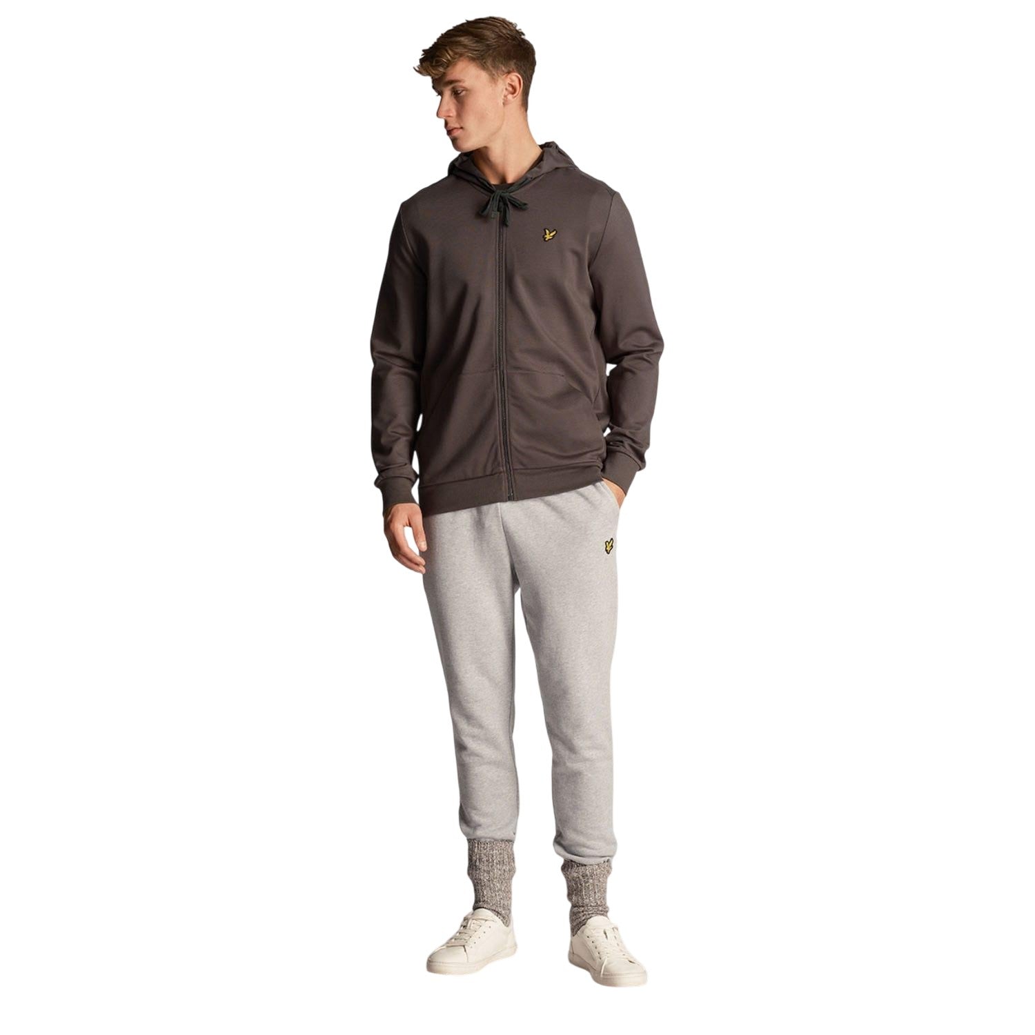Grey - Pack Shot - Lyle & Scott Mens Full Zip Hoodie