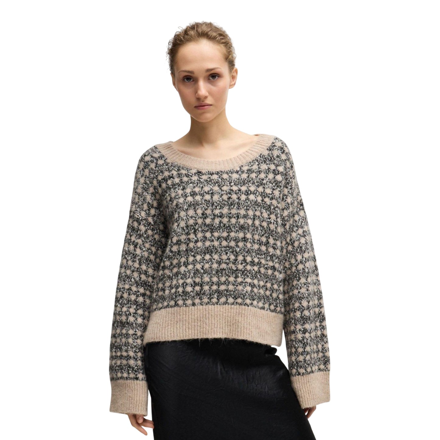 Beige - Lifestyle - Boss Womens-Ladies Fernade Knitted Jacquard Jumper