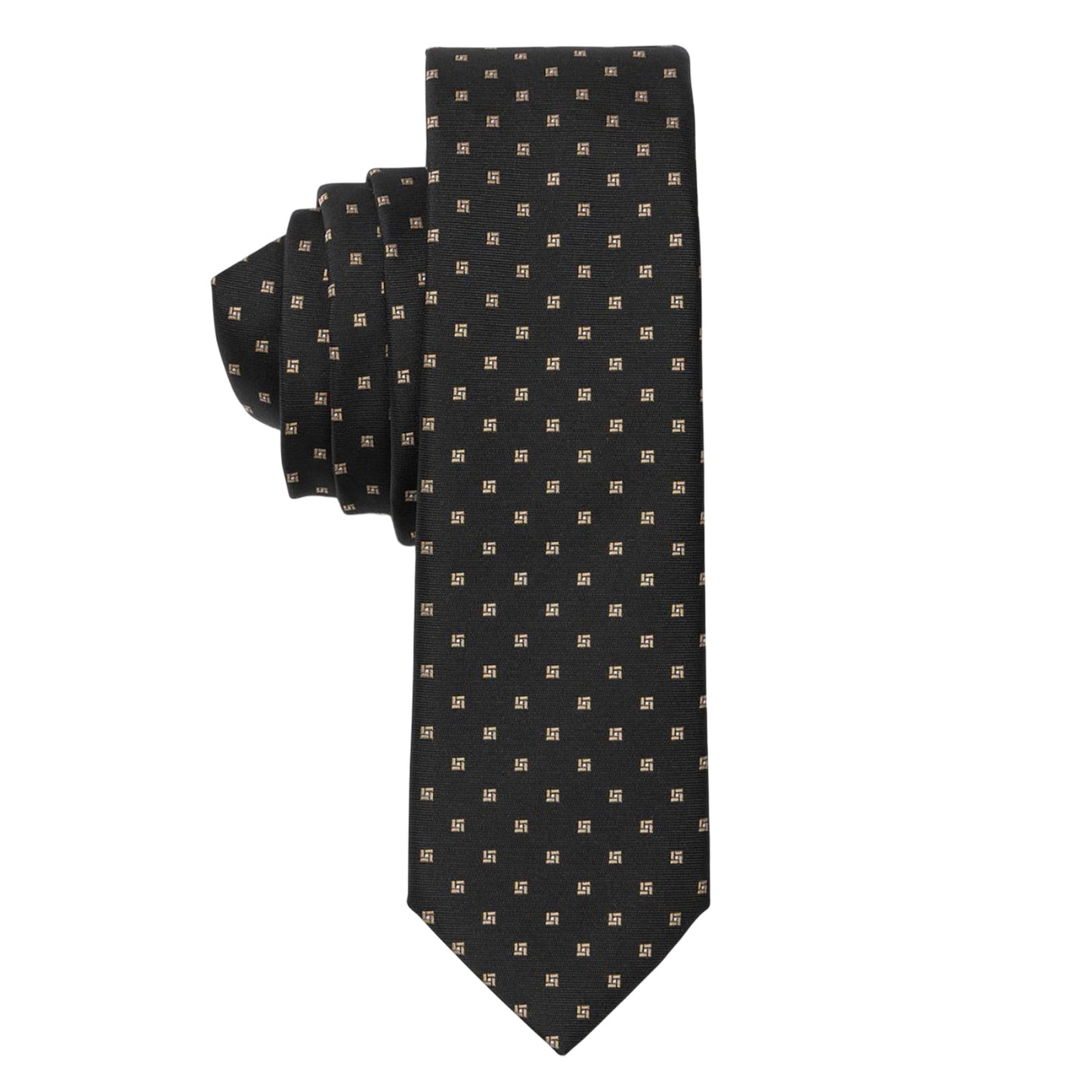 Black - Back - Boss All-Over Print Silk Tie