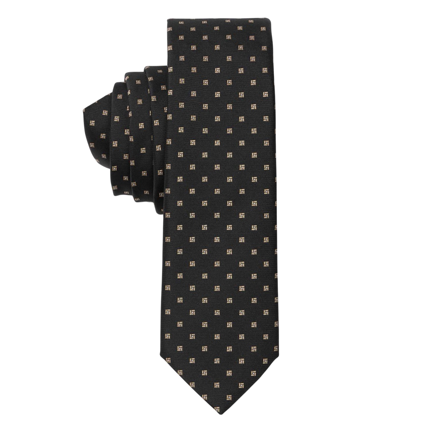 Black - Back - Boss All-Over Print Silk Tie