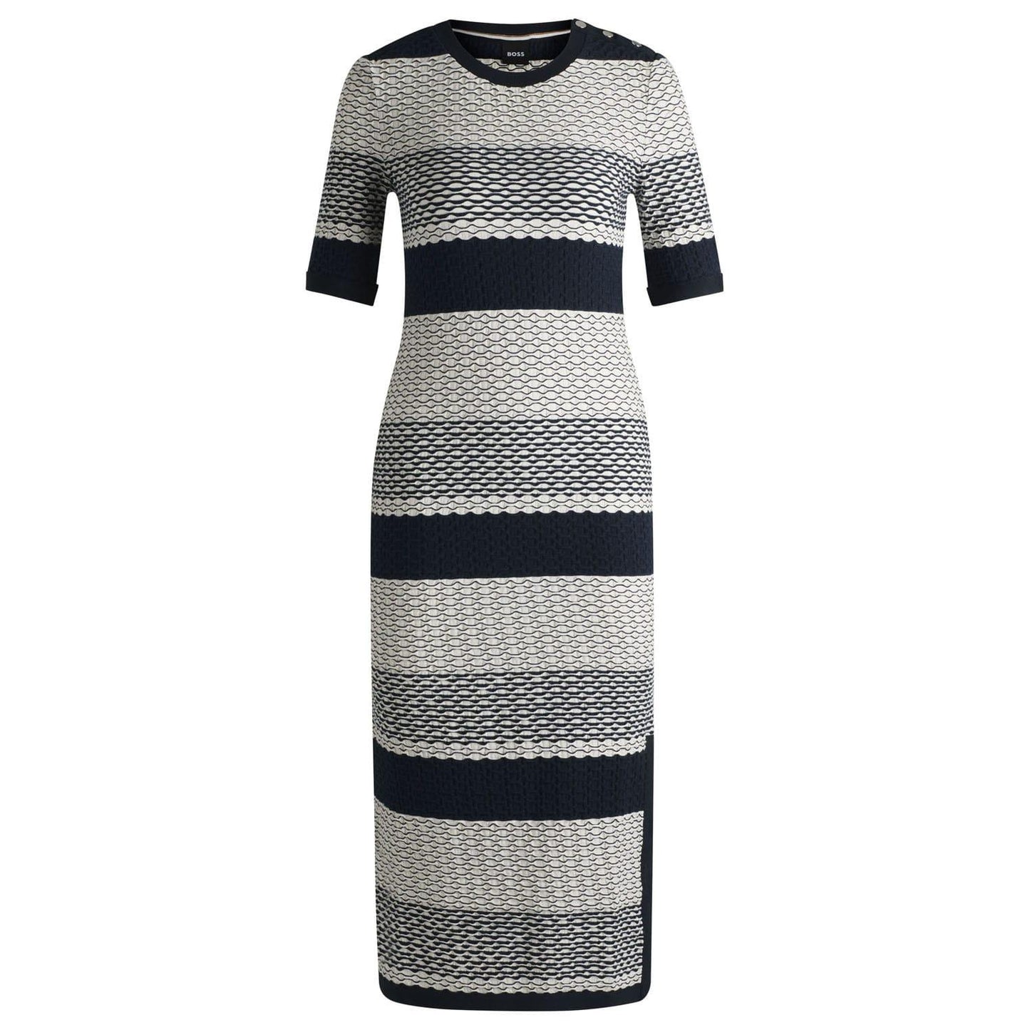 Tortoiseshell - Front - Boss Womens-Ladies Etanah Stripe Structured Dress
