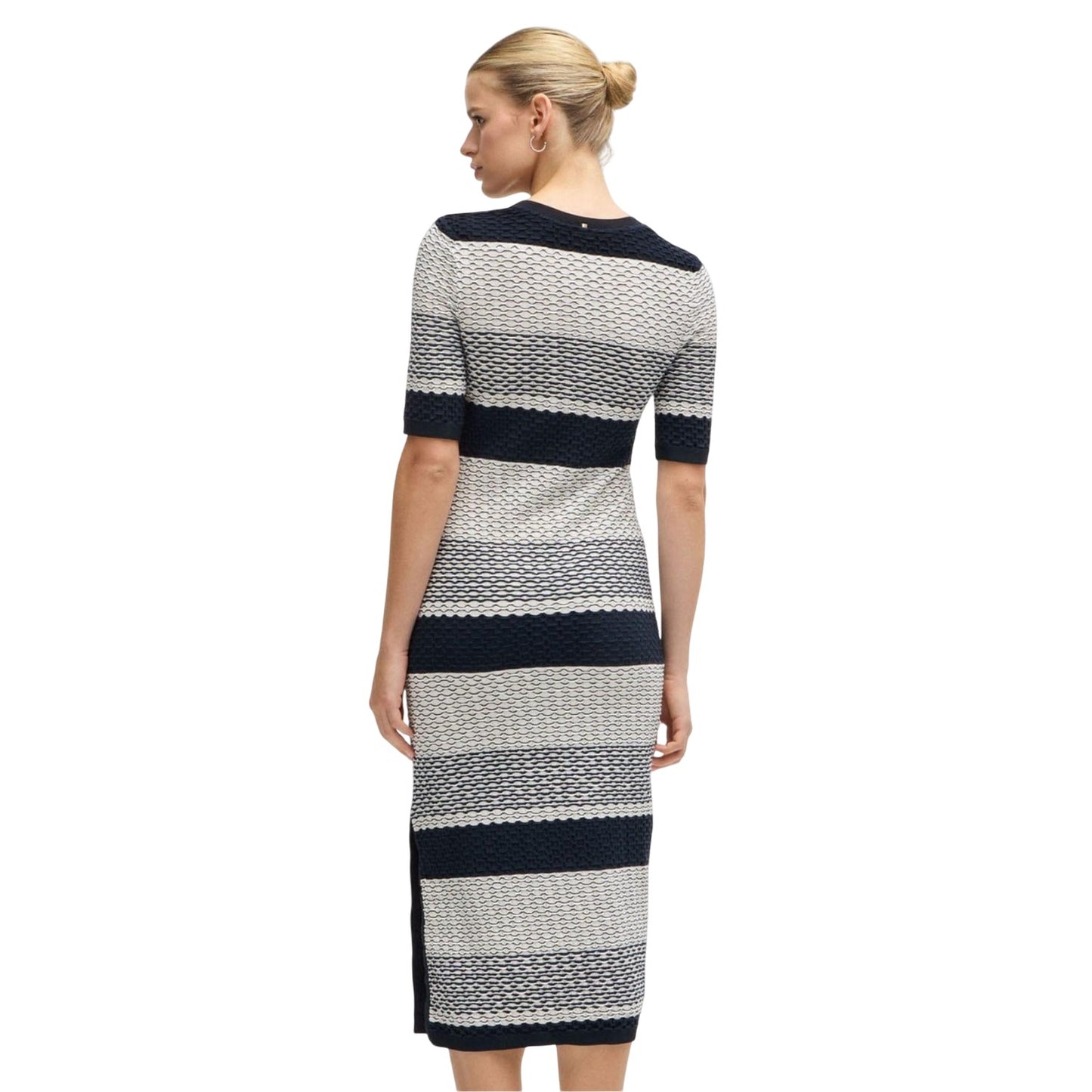 Tortoiseshell - Back - Boss Womens-Ladies Etanah Stripe Structured Dress