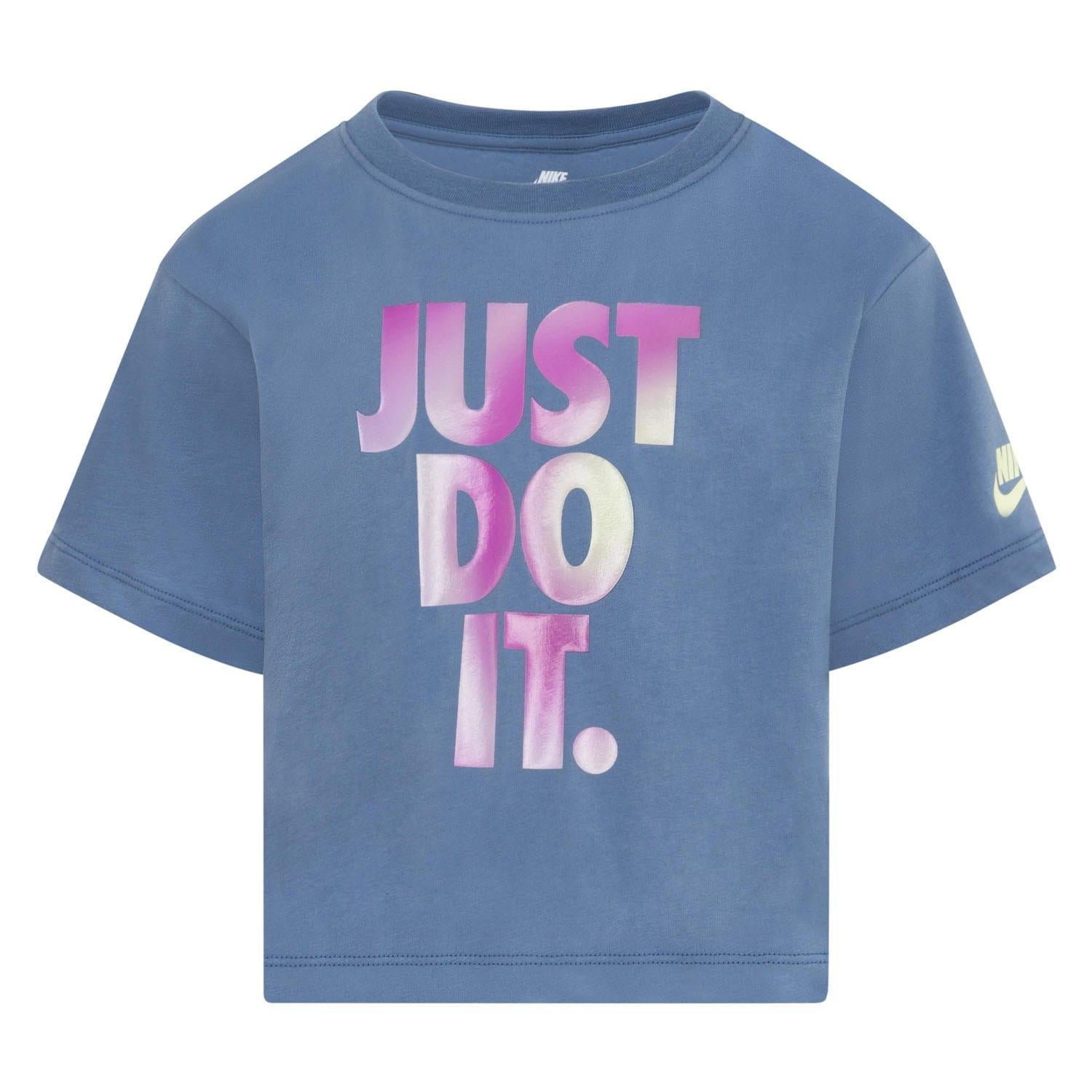Blue - Front - Nike Childrens-Kids Just Do It Solarised T-Shirt