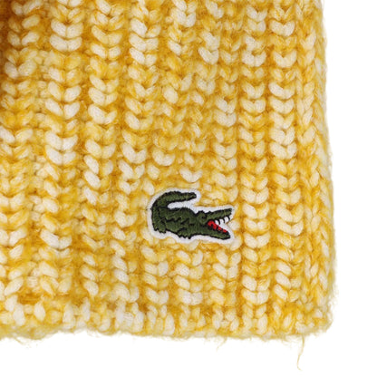 Yellow - Side - Lacoste Embroidered Logo Alpaca Wool Scarf