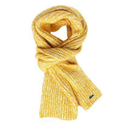 Yellow - Front - Lacoste Embroidered Logo Alpaca Wool Scarf