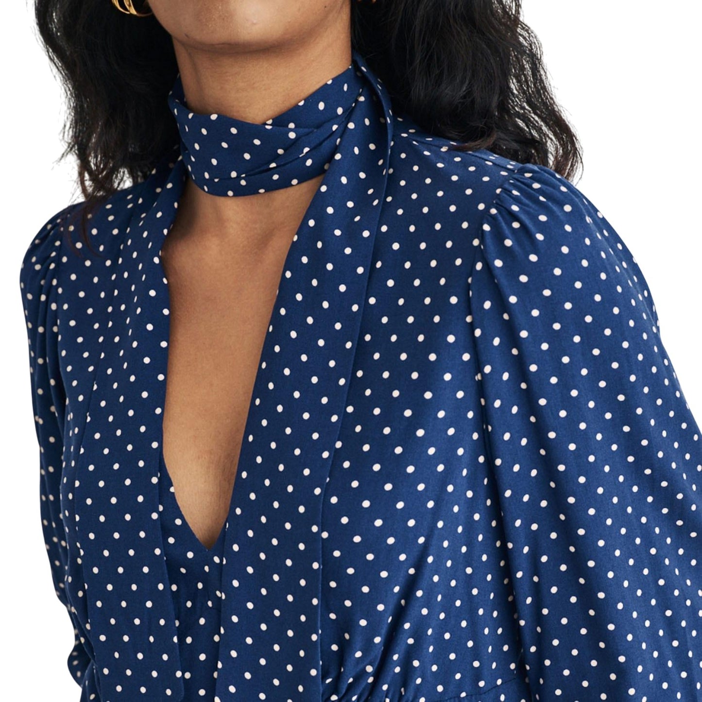 Blue - Side - Nobody´s Child Womens-Ladies Karen Polka Dot Side Tie Neck Blouse