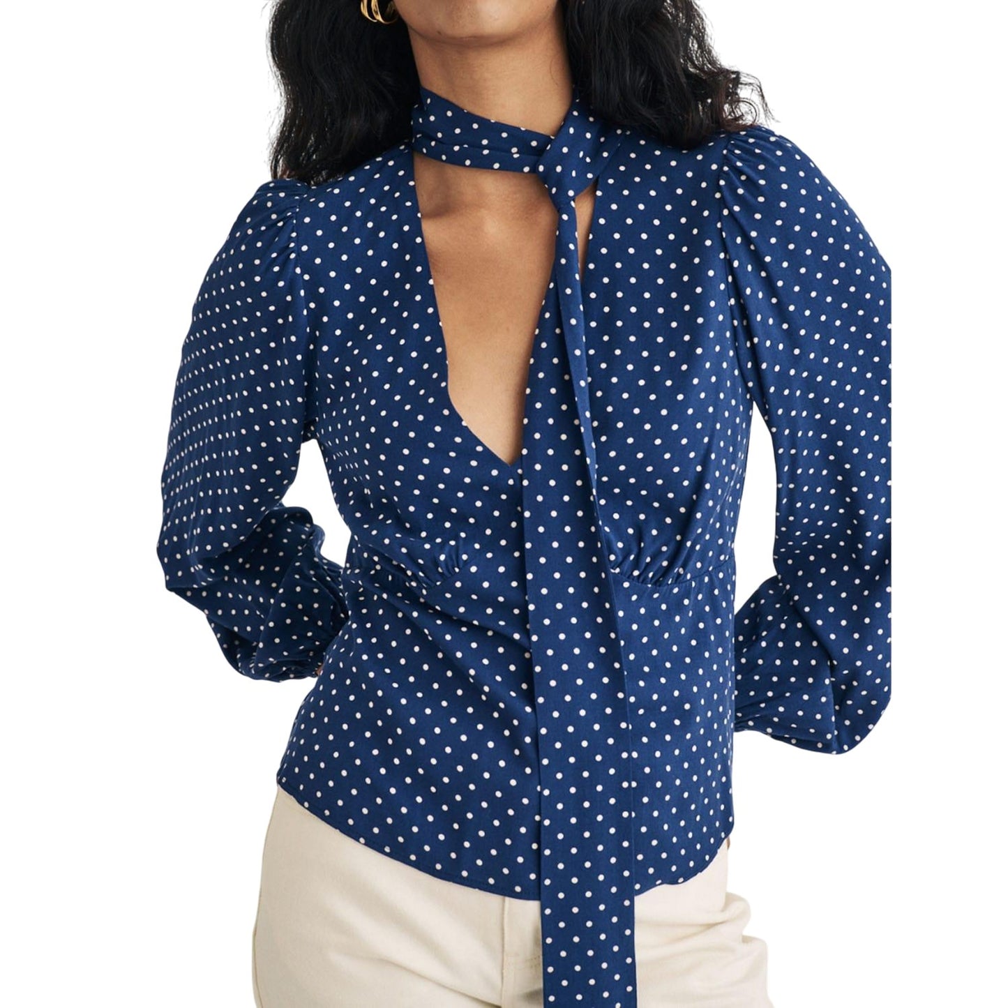 Blue - Front - Nobody´s Child Womens-Ladies Karen Polka Dot Side Tie Neck Blouse