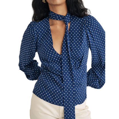 Blue - Front - Nobody´s Child Womens-Ladies Karen Polka Dot Side Tie Neck Blouse