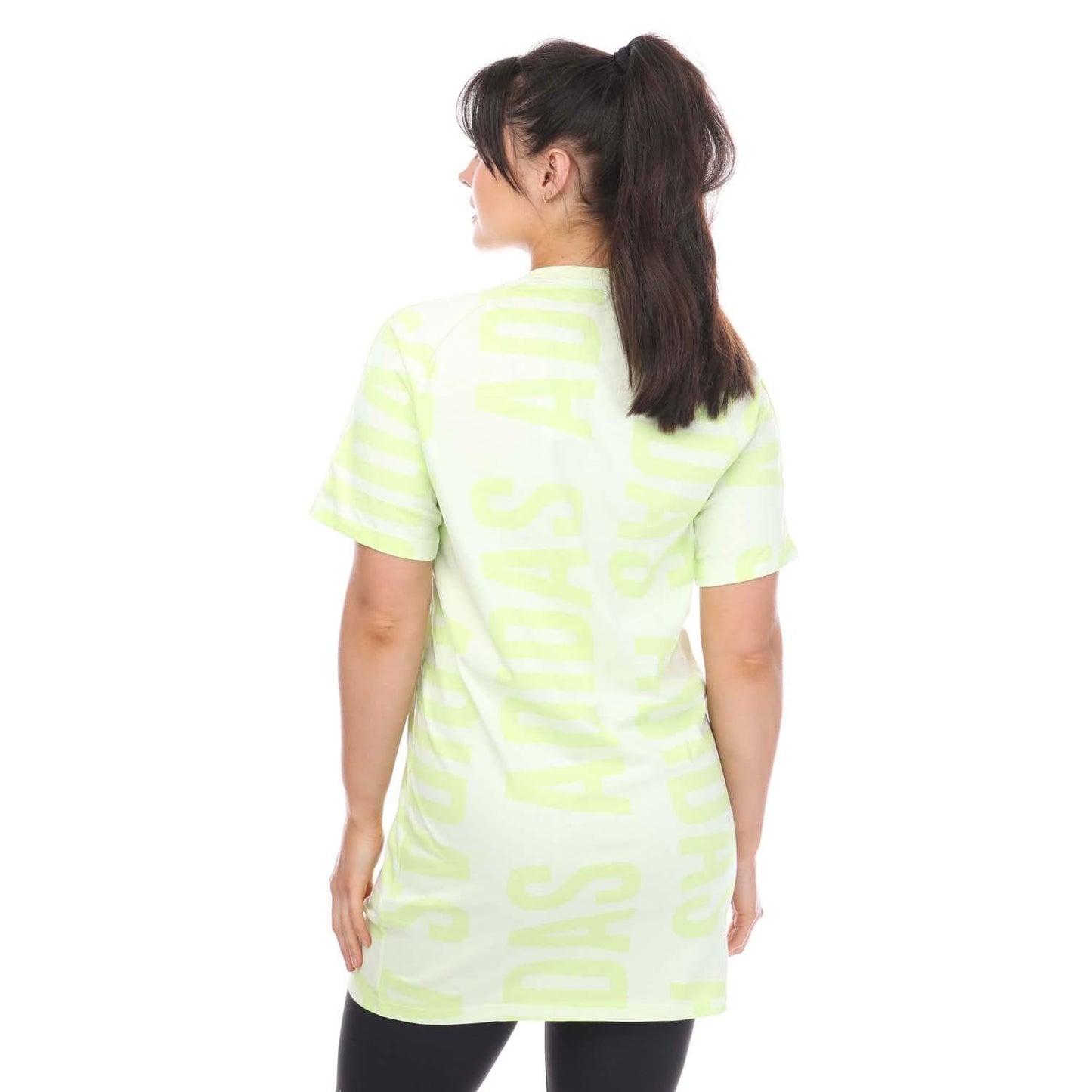 Lime - Back - Adidas Womens-Ladies Essentials All-Over Print T-Shirt