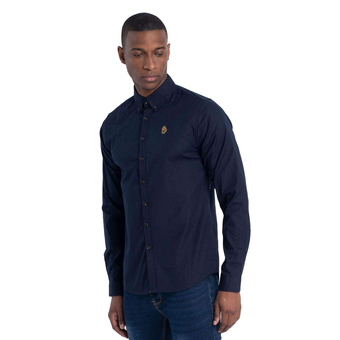 Navy - Side - Luke 1977 Mens Oxford Long-Sleeved Shirt
