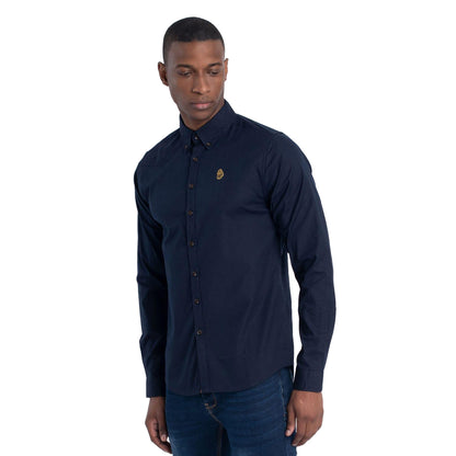 Navy - Side - Luke 1977 Mens Oxford Long-Sleeved Shirt