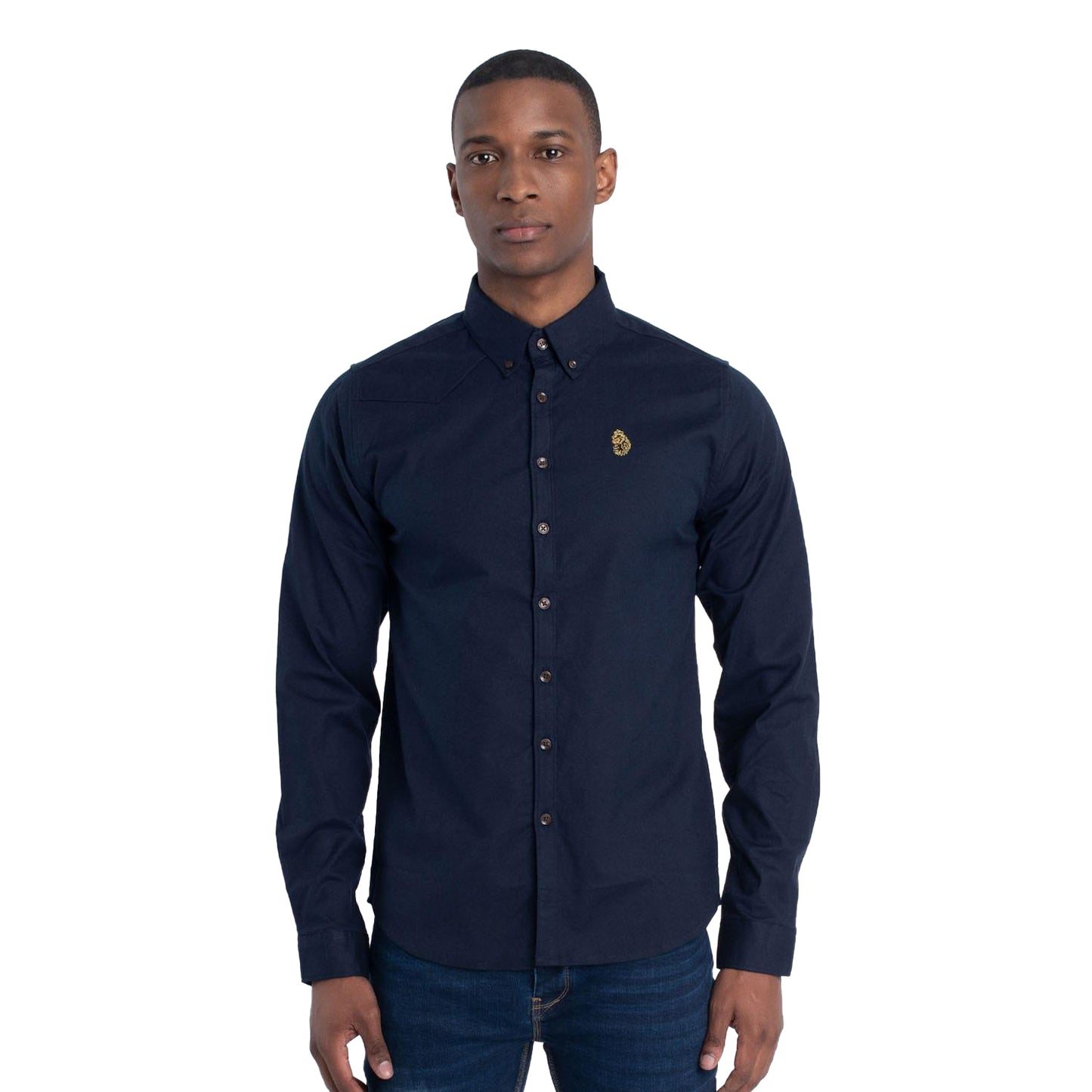Navy - Front - Luke 1977 Mens Oxford Long-Sleeved Shirt