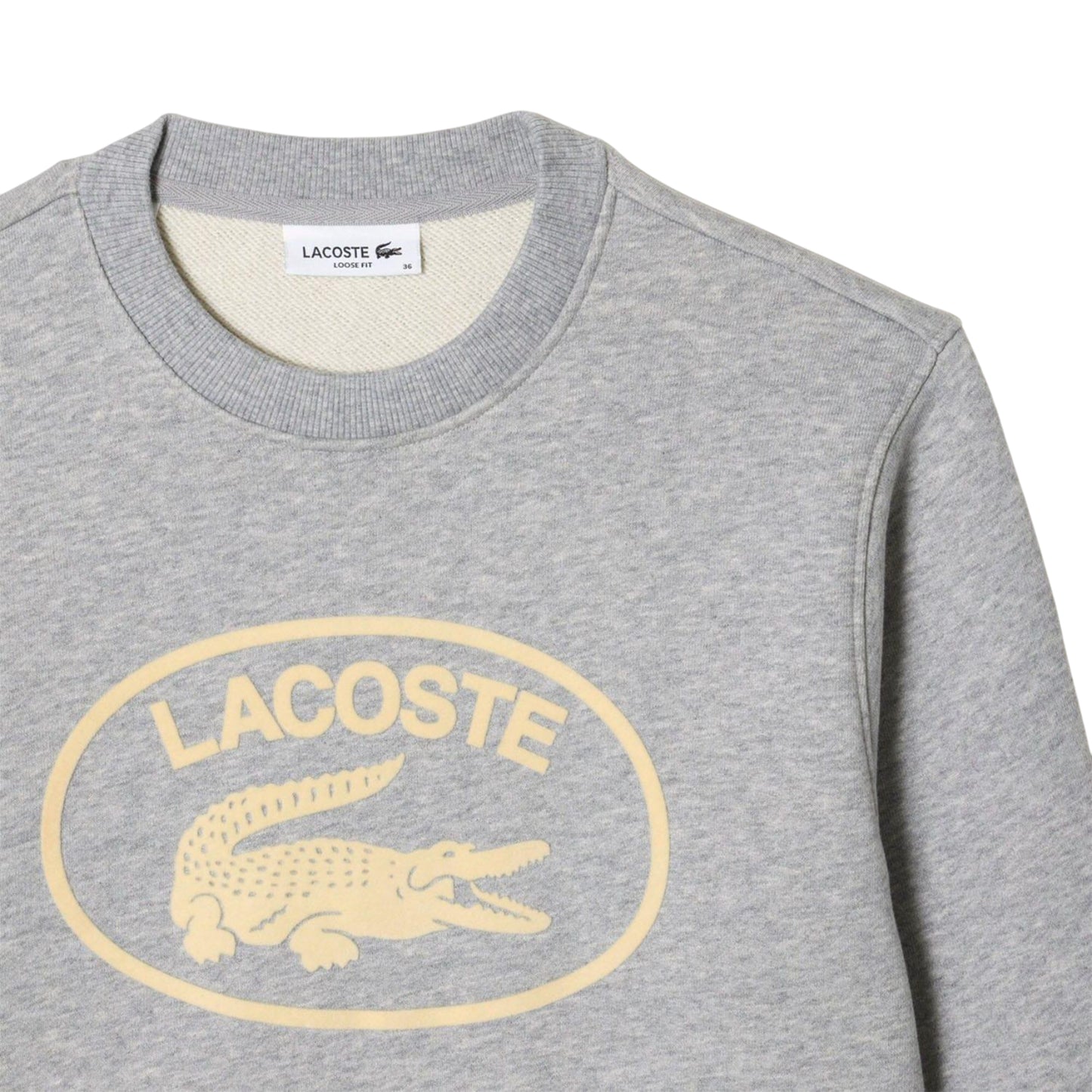 Grey - Side - Lacoste Womens-Ladies Organic Cotton Fleece Loose Sweatshirt