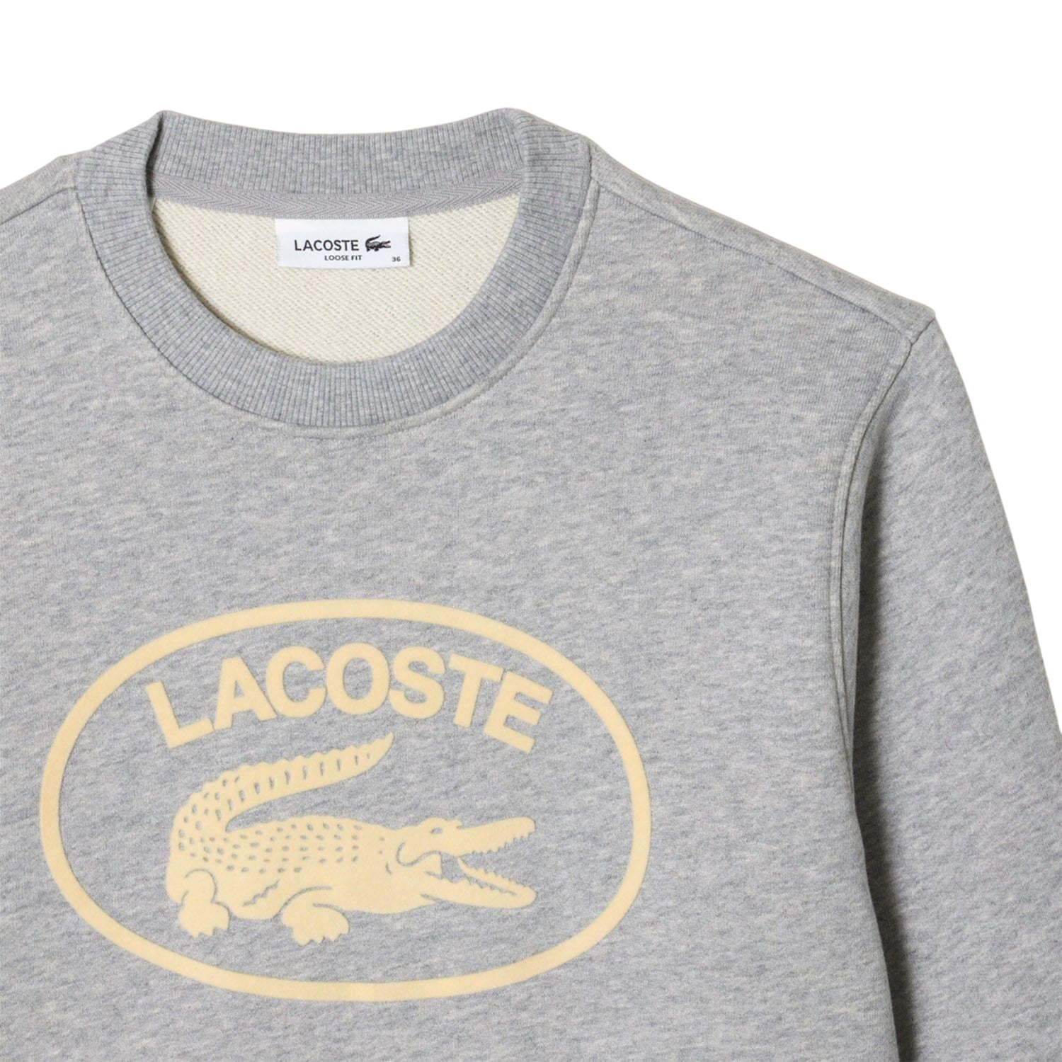 Grey - Side - Lacoste Womens-Ladies Organic Cotton Fleece Loose Sweatshirt