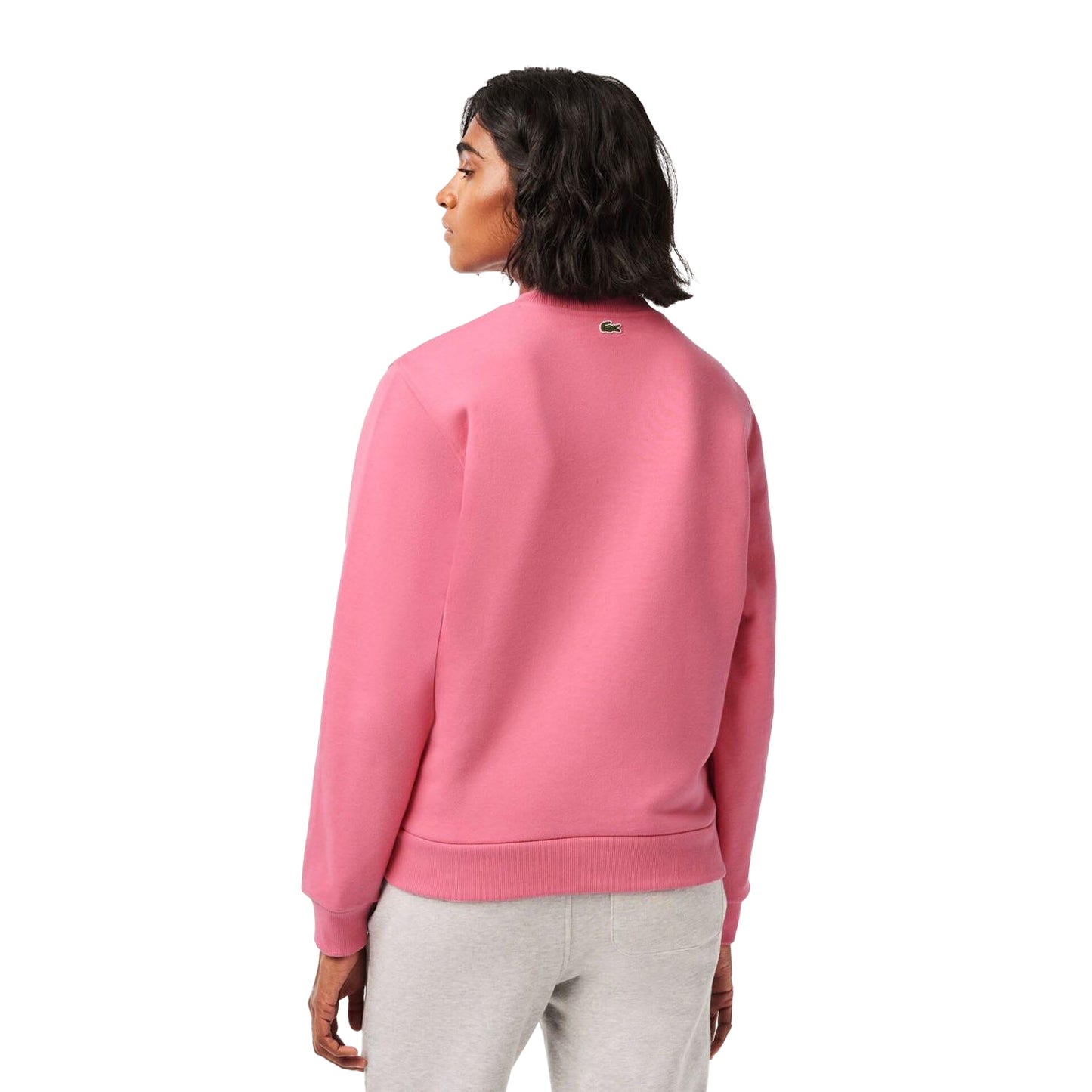 Pink - Back - Lacoste Womens-Ladies Organic Cotton Fleece Loose Sweatshirt