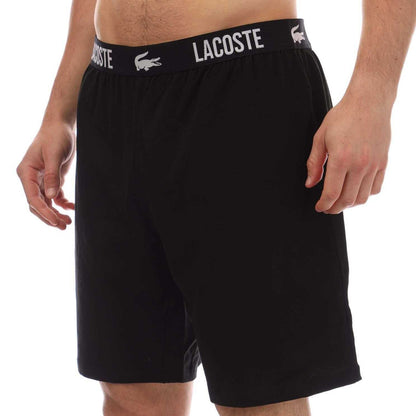 Black - Side - Lacoste Mens Cotton Soft Pyjama Shorts