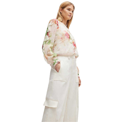 White - Side - Boss Womens-Ladies Teneria Straight Cargo Trousers